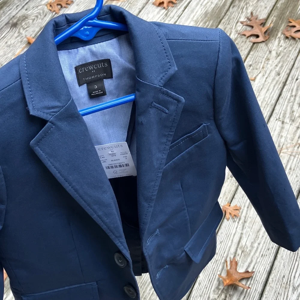 J Crew Crewcuts Thompson Boys Suit Jacket Blue NWT